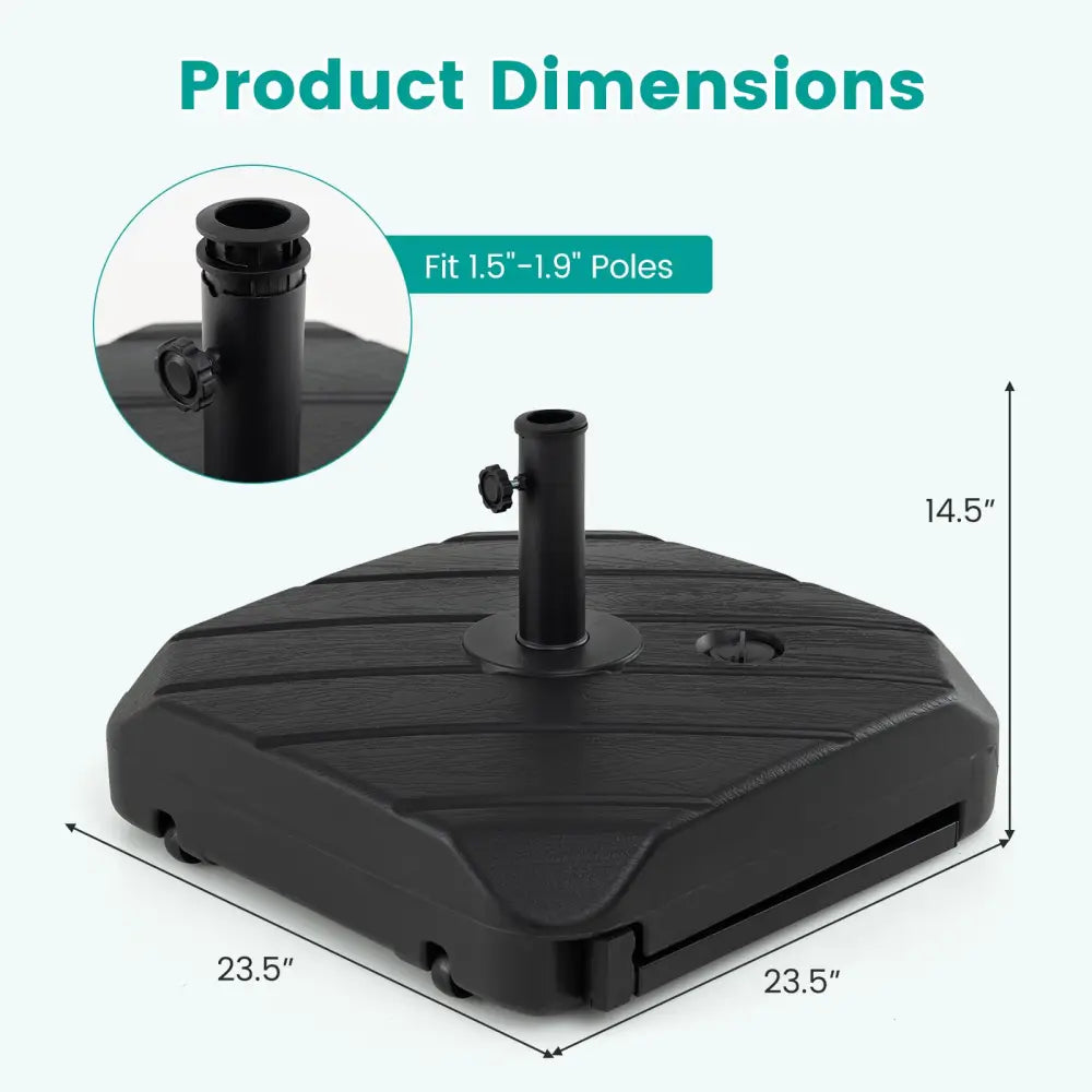 211 LBS Fillable Patio Umbrella Base with Wheels and Telescopic Pull Rod - Outdoor Umbrella Bases