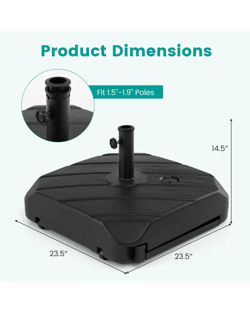 211 LBS Fillable Patio Umbrella Base with Wheels and Telescopic Pull Rod - Outdoor Umbrella Bases