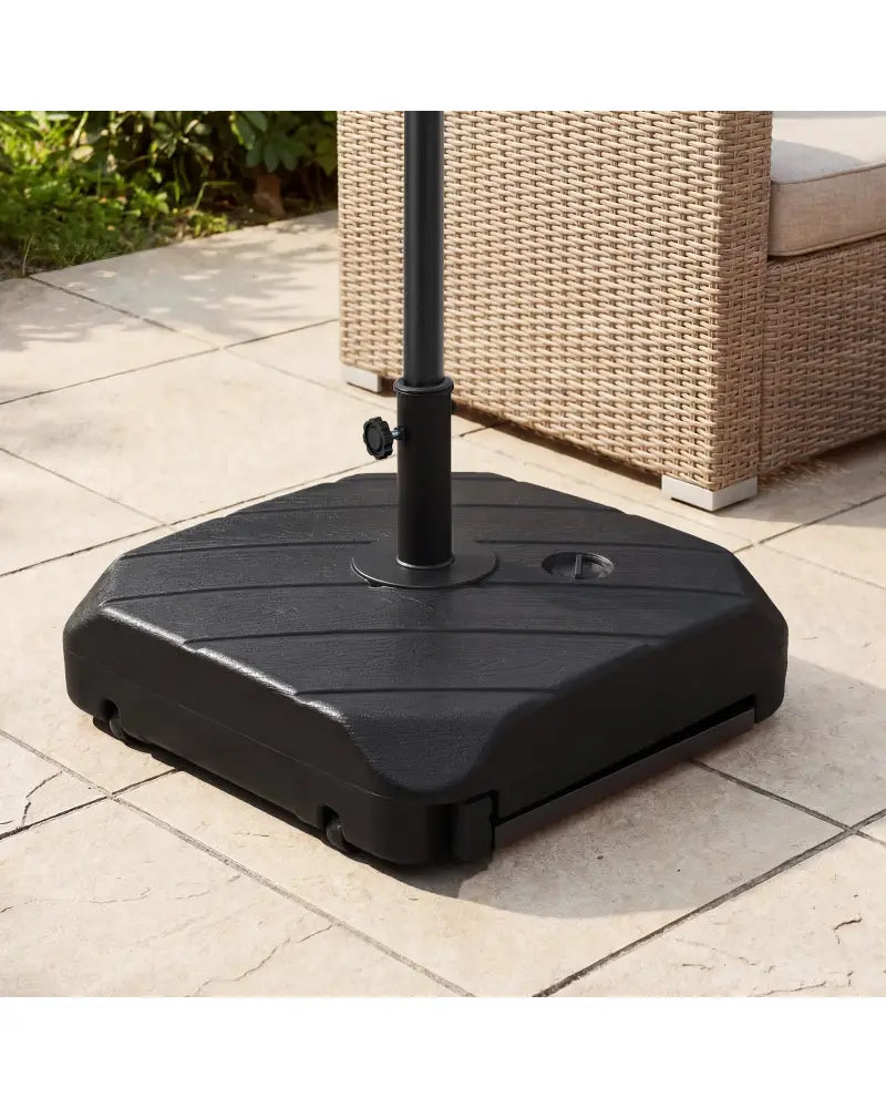 211 LBS Fillable Patio Umbrella Base with Wheels and Telescopic Pull Rod - Outdoor Umbrella Bases