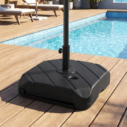211 LBS Fillable Patio Umbrella Base with Wheels and Telescopic Pull Rod - Outdoor Umbrella Bases