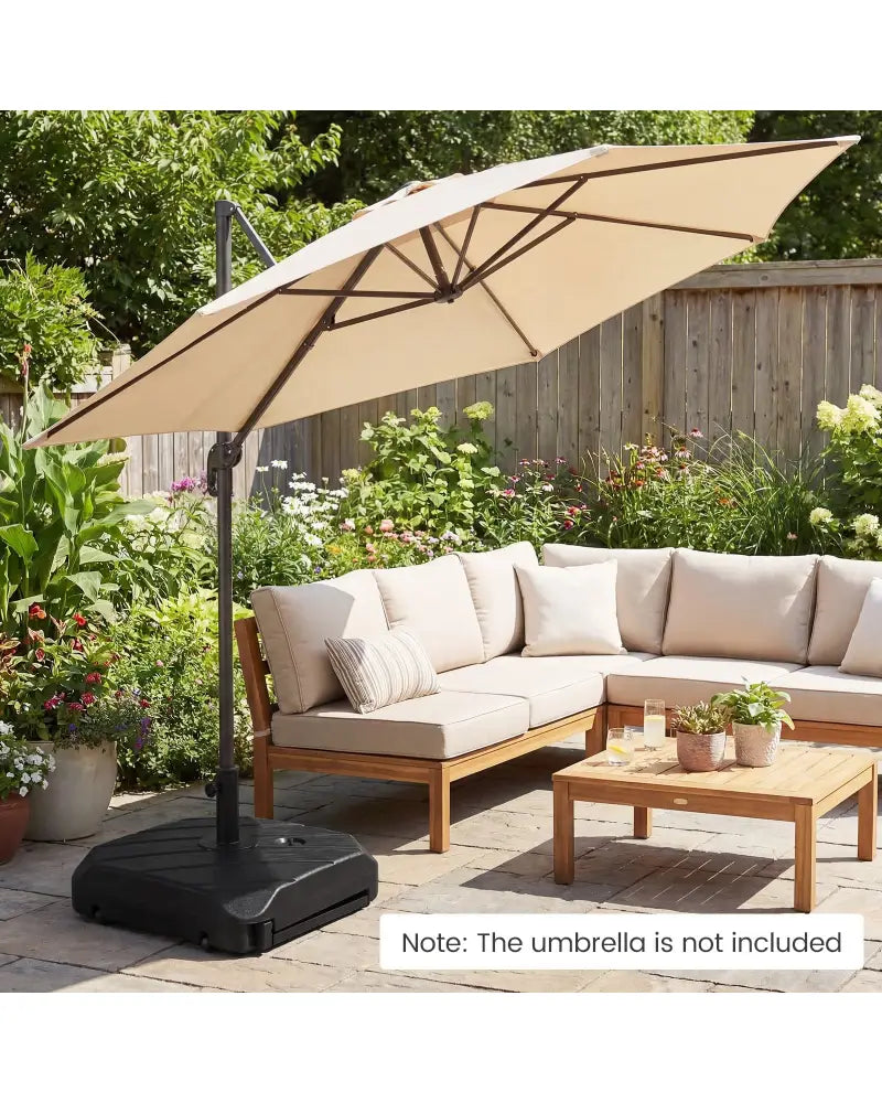 211 LBS Fillable Patio Umbrella Base with Wheels and Telescopic Pull Rod - Outdoor Umbrella Bases