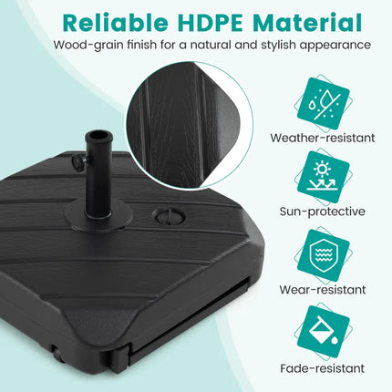 211 LBS Fillable Patio Umbrella Base with Wheels and Telescopic Pull Rod - Outdoor Umbrella Bases