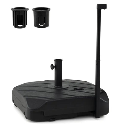 211 LBS Fillable Patio Umbrella Base with Wheels and Telescopic Pull Rod - Outdoor Umbrella Bases