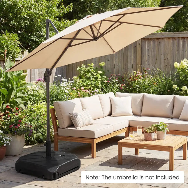 211 LBS Fillable Patio Umbrella Base with Wheels and Telescopic Pull Rod - Outdoor Umbrella Bases