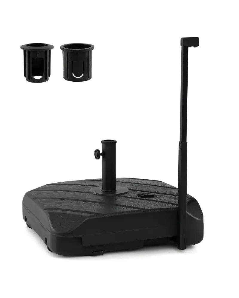 211 LBS Fillable Patio Umbrella Base with Wheels and Telescopic Pull Rod - Outdoor Umbrella Bases
