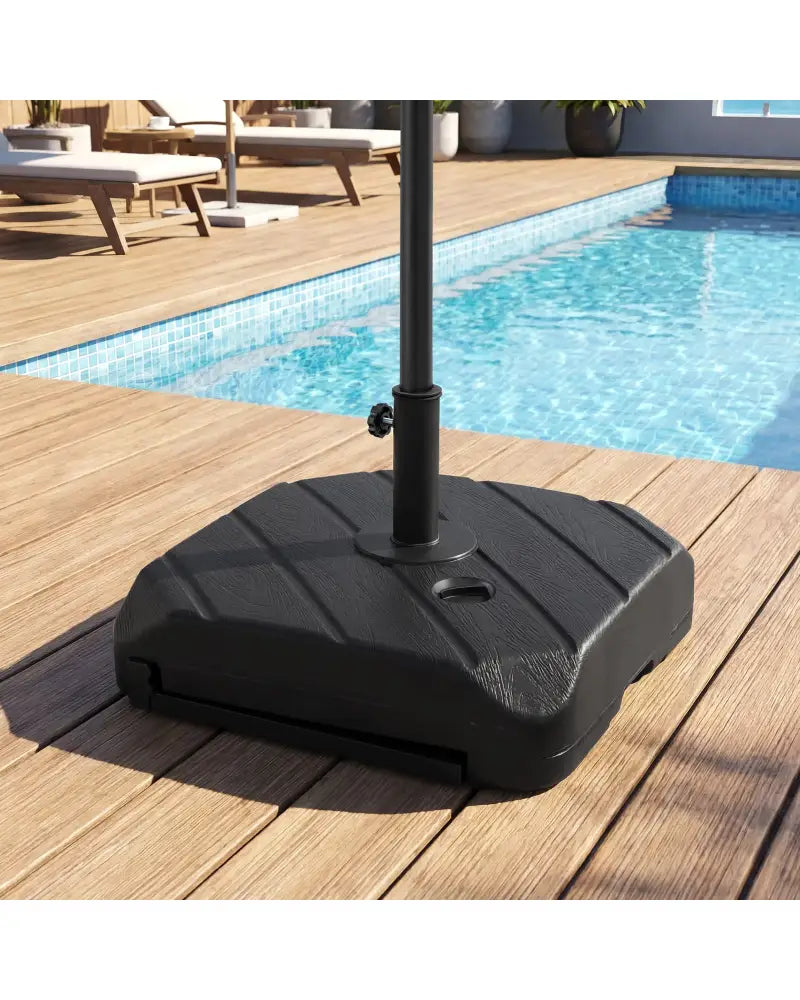 211 LBS Fillable Patio Umbrella Base with Wheels and Telescopic Pull Rod - Outdoor Umbrella Bases