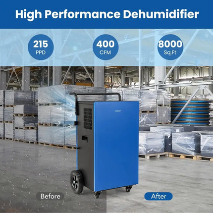 215 Pints 8000 Sq.Ft Commercial Dehumidifier For Home and Basement with 24H Timer-Blue Costway