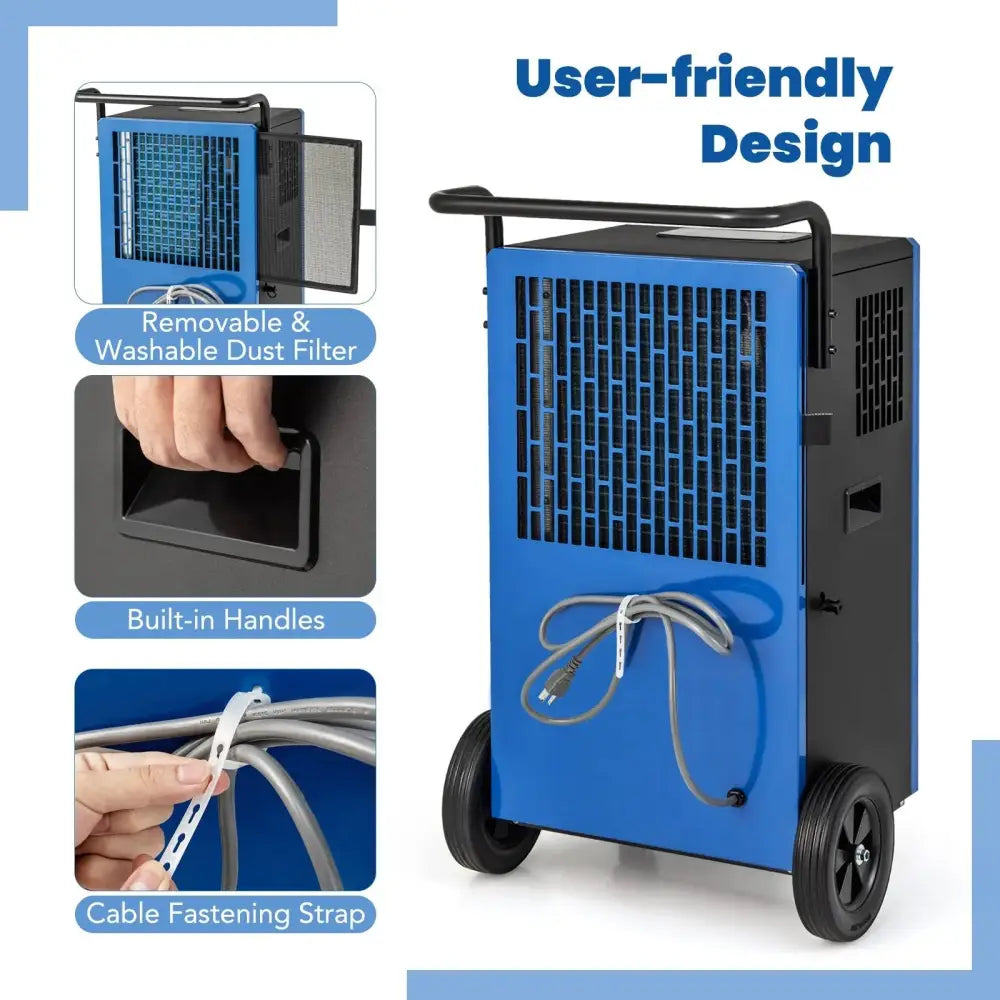 215 Pints 8000 Sq.Ft Commercial Dehumidifier For Home and Basement with 24H Timer-Blue Costway