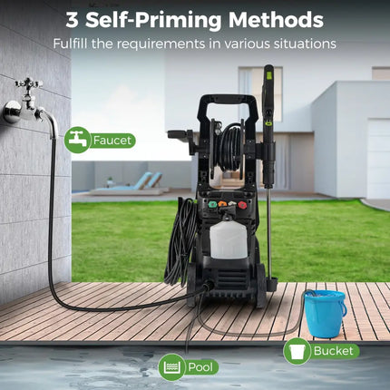 2150PSI Electric Pressure Washer 1.2GPM with 4 Quick Connect Nozzles and Foam Cannon-Green - Green - Pressure Washers