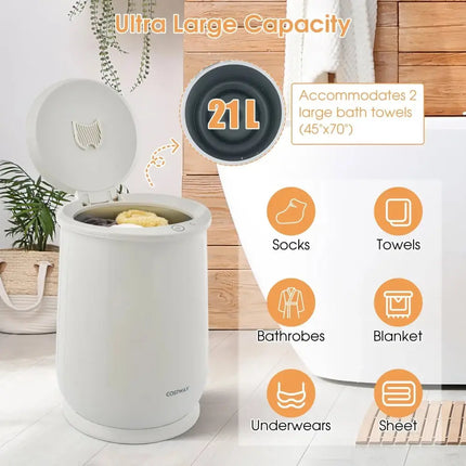 21L Bathroom Towel Warmer with Auto Shut-Gray Costway