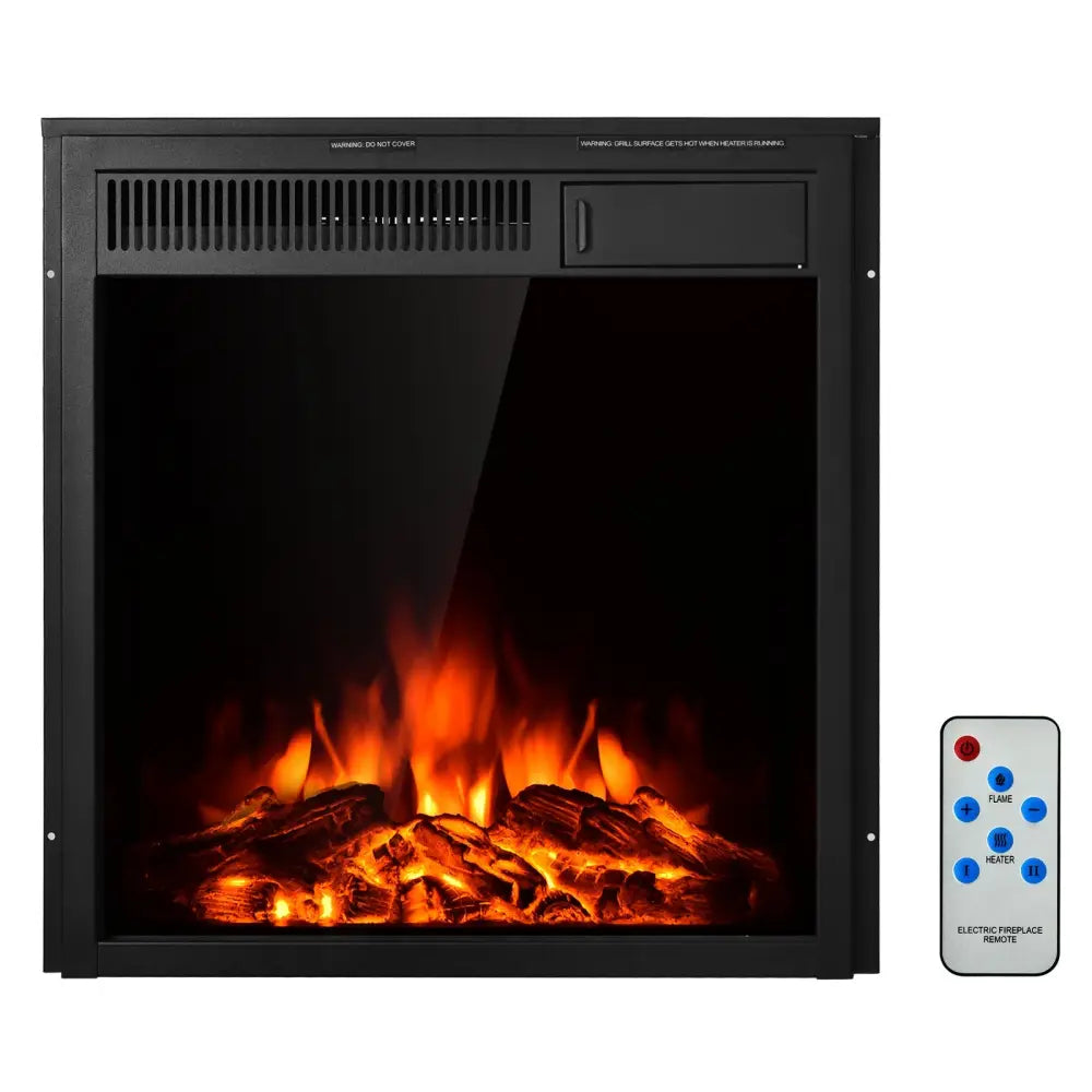22.5 Inch Electric Fireplace Insert Freestanding and Recessed Heater - Black - Fireplaces