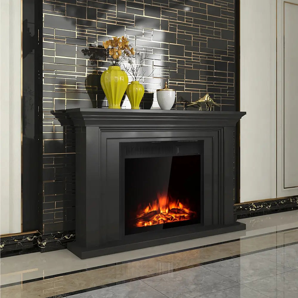22.5 Inch Electric Fireplace Insert Freestanding and Recessed Heater - Black - Fireplaces