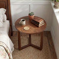 22.5 inch Round Side Table Farmhouse End Table with Sturdy Rubber Wood Legs and Triangular Structure-Walnut - Walnut