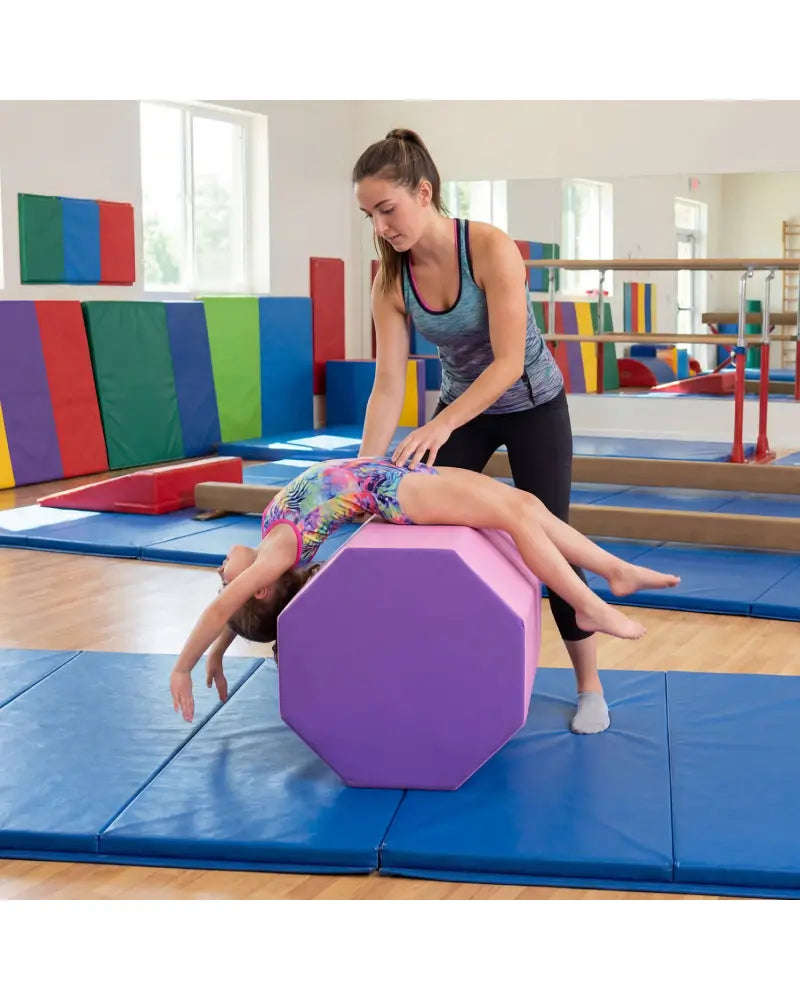22.5’’ x 26’’ Octagon Tumbling Mat with Zippered Cover and Thick Foam Filling-Pink - Pink - Yoga & Gym Mats
