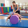 22.5’’ x 26’’ Octagon Tumbling Mat with Zippered Cover and Thick Foam Filling-Pink - Pink - Yoga & Gym Mats