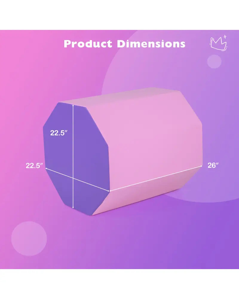 22.5’’ x 26’’ Octagon Tumbling Mat with Zippered Cover and Thick Foam Filling-Pink - Pink - Yoga & Gym Mats