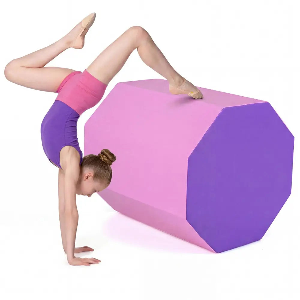 22.5’’ x 26’’ Octagon Tumbling Mat with Zippered Cover and Thick Foam Filling-Pink - Pink - Yoga & Gym Mats