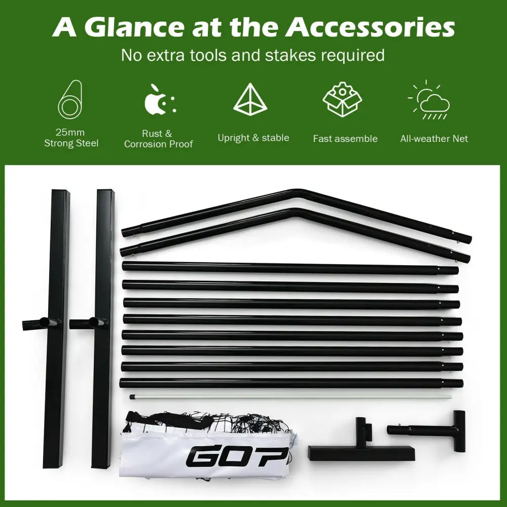 22 Feet Portable Pickleball Net Set System with Carry Bag for Indoor Outdoor Game - Black - Sport Equipments