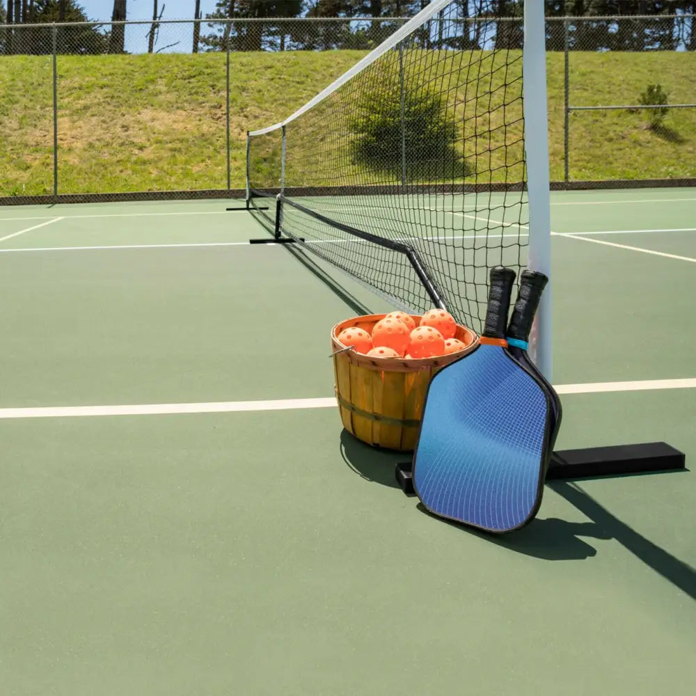 22 Feet Portable Pickleball Net Set System with Carry Bag for Indoor Outdoor Game - Black - Sport Equipments