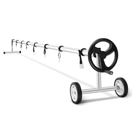 22 Ft Pool Cover Reel Set Aluminum In-ground Swimming Solar Cover Reel - Silver - Swimming Pools