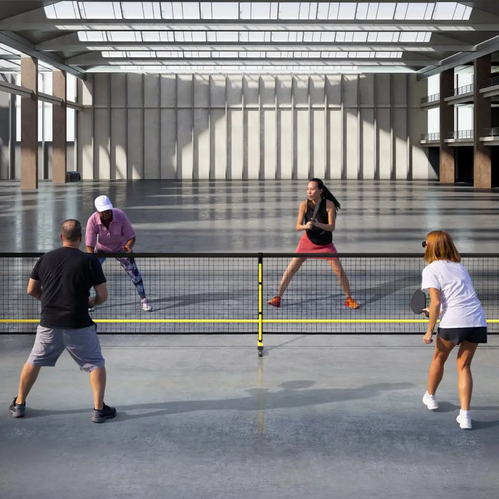 22 FT Portable Pickleball Net with 6 Lockable Wheels and Carry Bag - Yellow - Sport Equipments