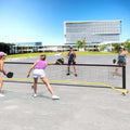 22 FT Portable Pickleball Net with 6 Lockable Wheels and Carry Bag - Yellow - Sport Equipments