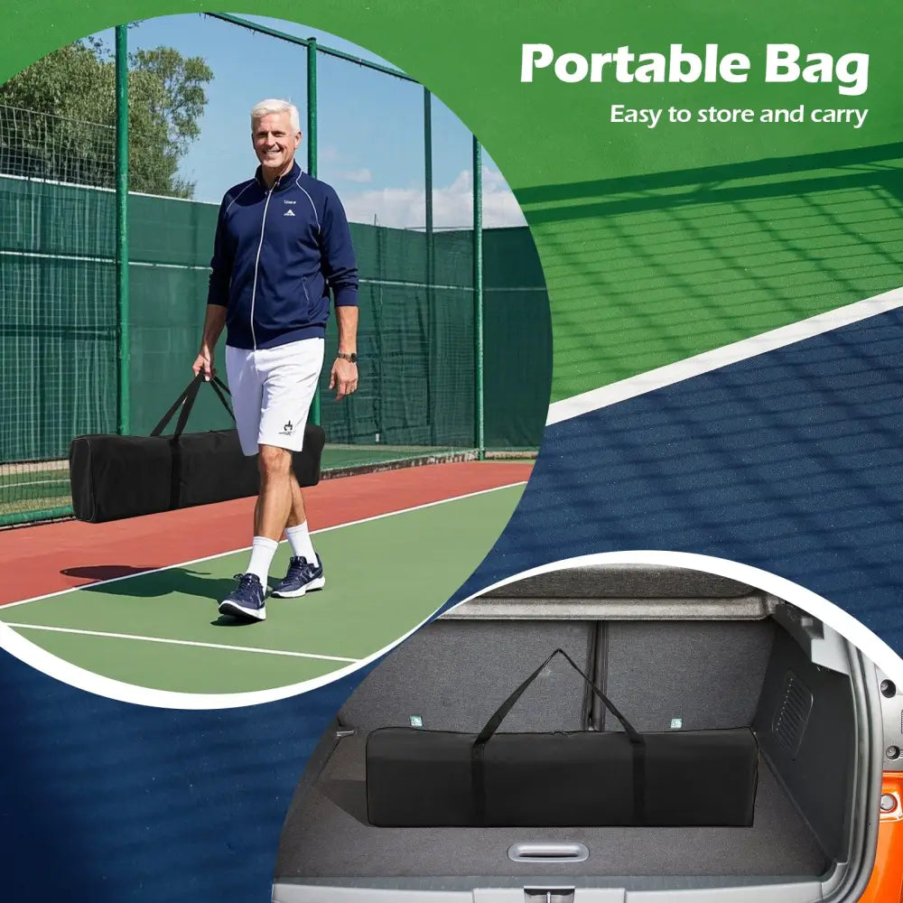 22 FT Portable Pickleball Net with 6 Lockable Wheels and Carry Bag - Yellow - Sport Equipments