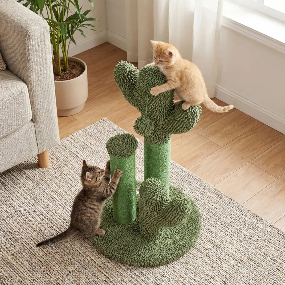 22 Inch Cactus Cat Scratching Post with Natural Sisal Rope-Green - Green - Cat Trees Condos & Scratchers