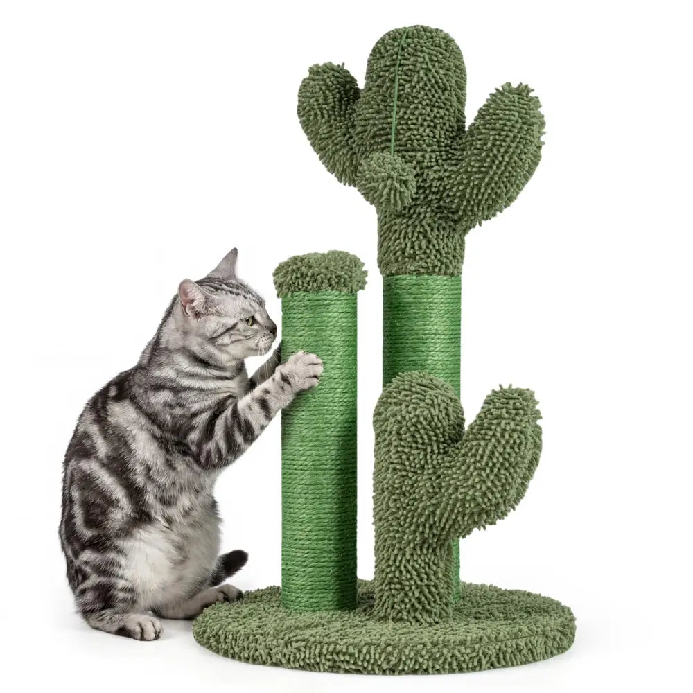 22 Inch Cactus Cat Scratching Post with Natural Sisal Rope-Green - Green - Cat Trees Condos & Scratchers