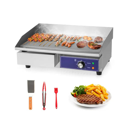 22 Inch Countertop Electric Griddle 2000W 110V Commercial Stainless Steel Grill-Silver - Silver - Food Warmers & Burners