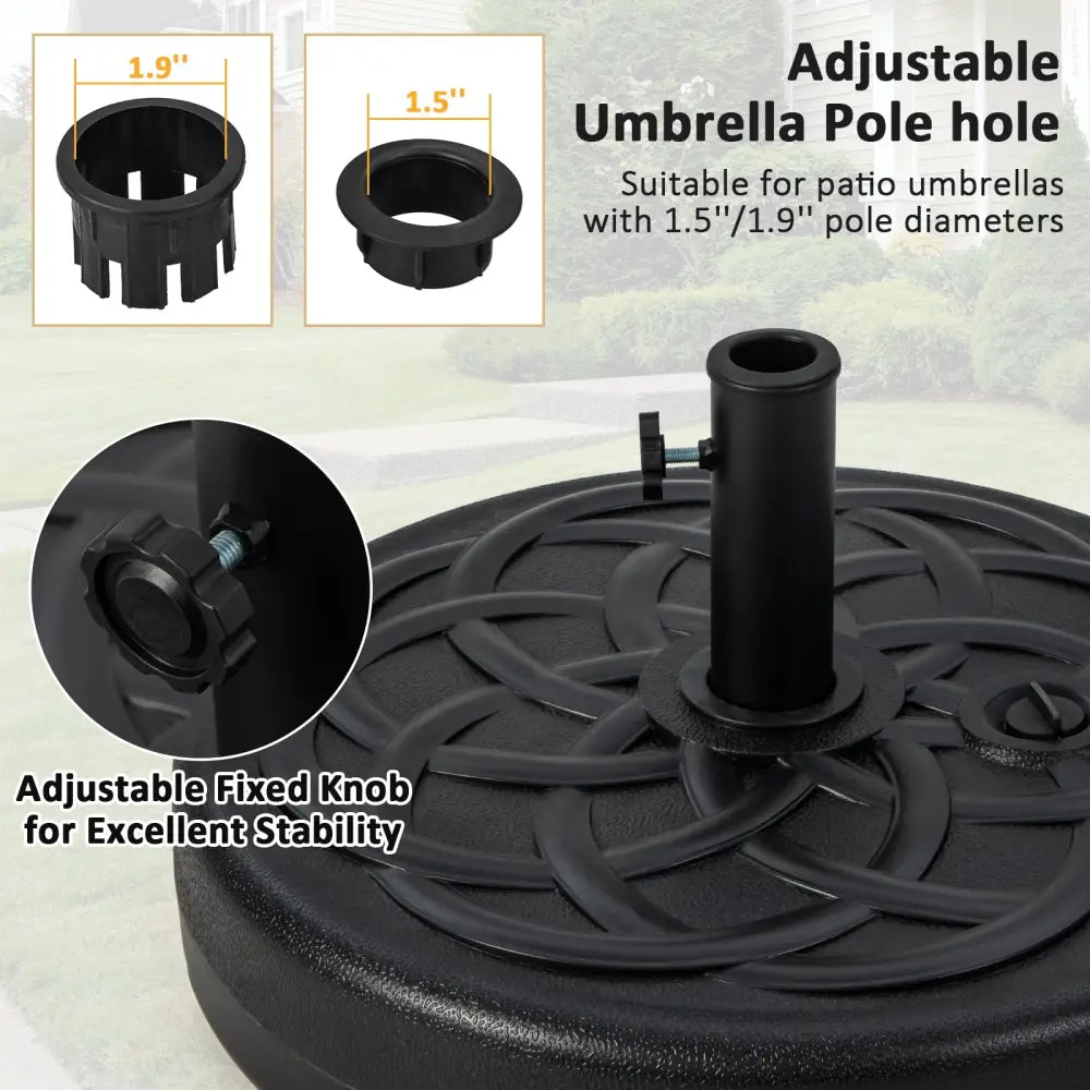 22 Inch Fillable Heavy-Duty Round Patio Umbrella Base Stand - Black - Outdoor Umbrella Bases