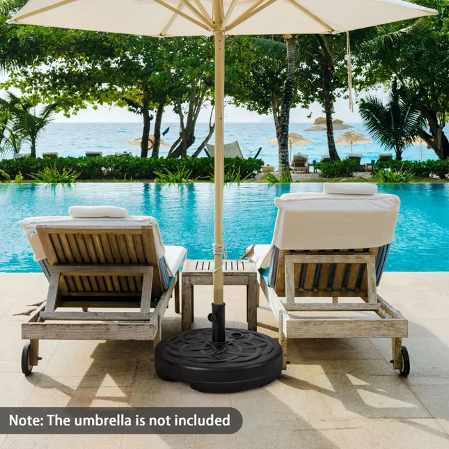 22 Inch Fillable Heavy-Duty Round Patio Umbrella Base Stand - Black - Outdoor Umbrella Bases