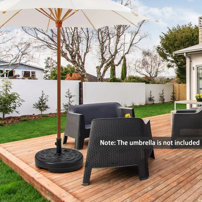 22 Inch Fillable Heavy-Duty Round Patio Umbrella Base Stand - Black - Outdoor Umbrella Bases