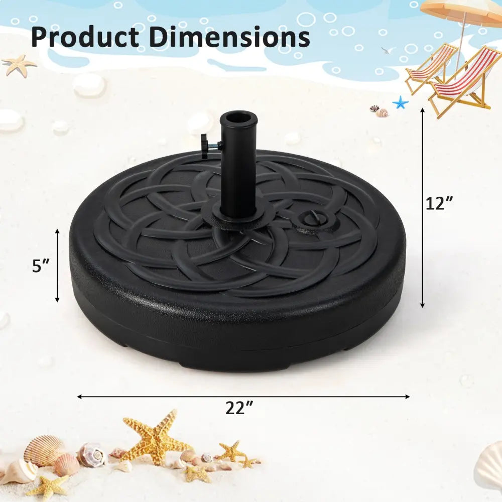 22 Inch Fillable Heavy-Duty Round Patio Umbrella Base Stand - Black - Outdoor Umbrella Bases
