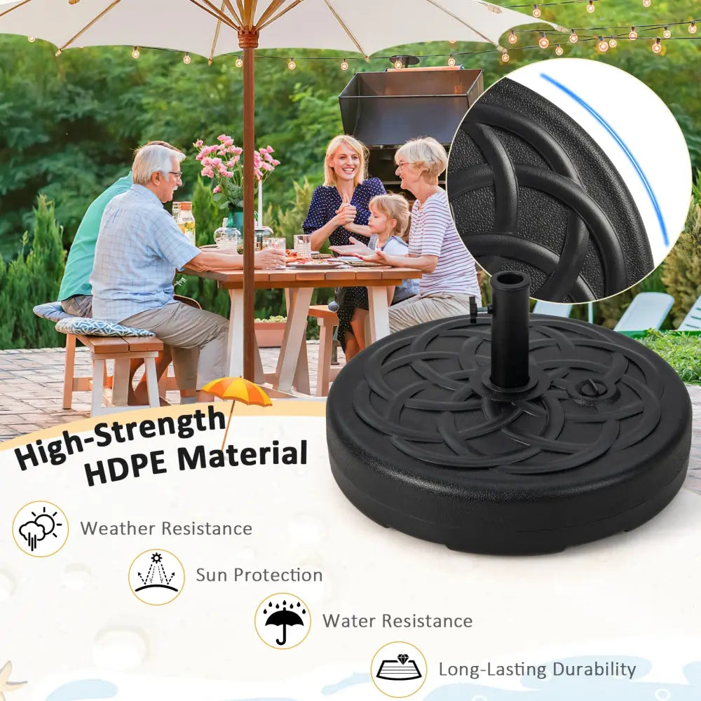 22 Inch Fillable Heavy-Duty Round Patio Umbrella Base Stand - Black - Outdoor Umbrella Bases