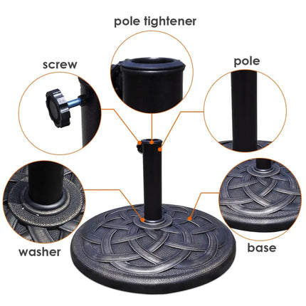 22 Inch Heavy Duty Round Umbrella Base Stand - Bronze - Outdoor Umbrella Bases