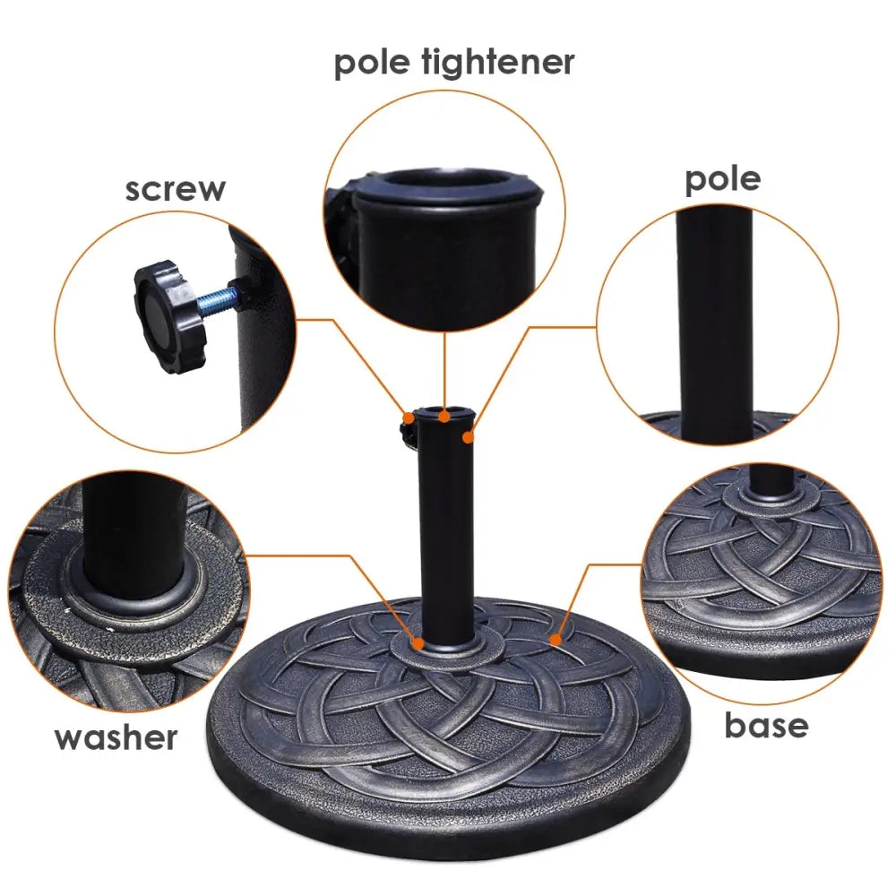 22 Inch Heavy Duty Round Umbrella Base Stand - Bronze - Outdoor Umbrella Bases