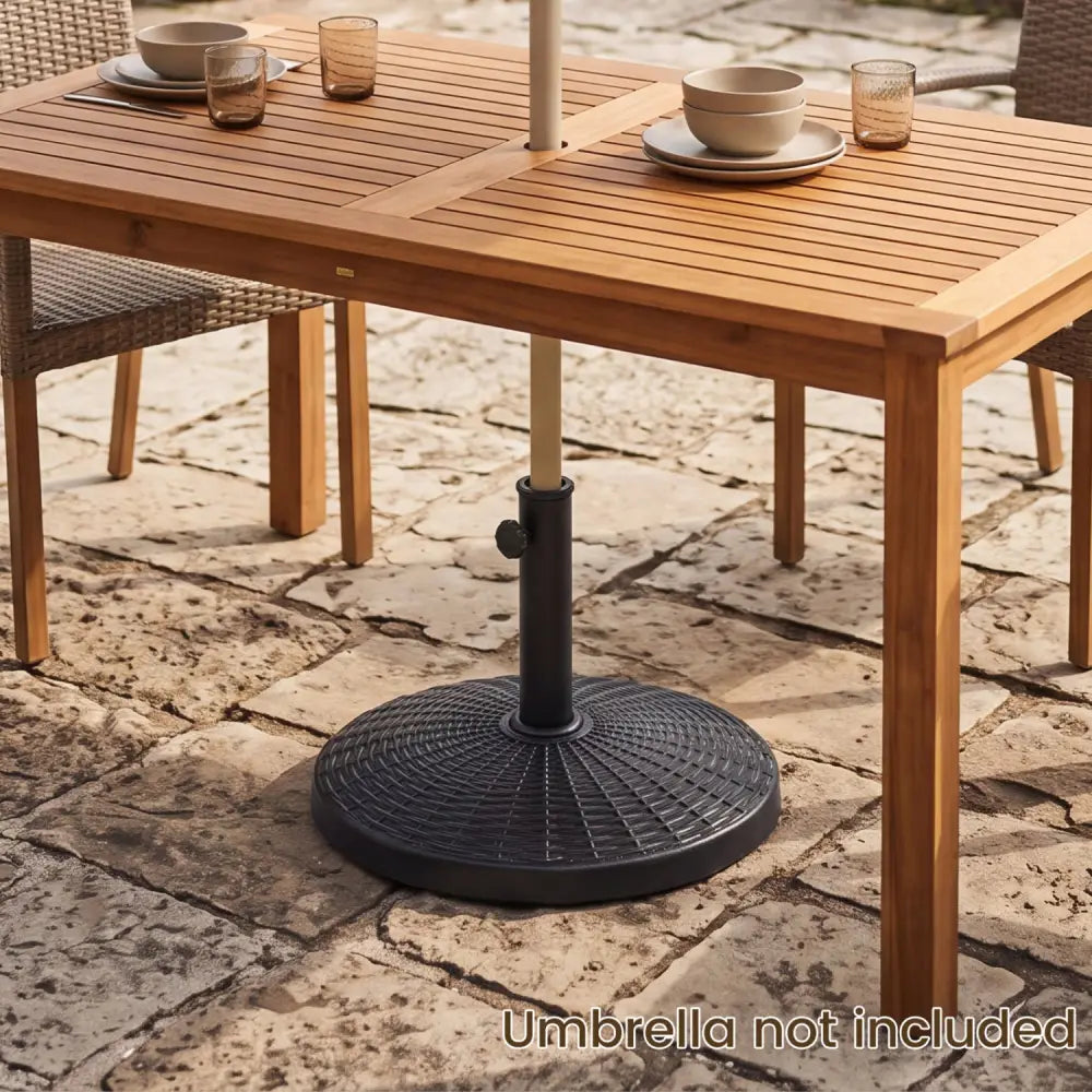 22 lbs Patio Resin Outdoor Umbrella Base with Wicker Style for Outdoor Use-Black - Black - Outdoor Umbrella Bases