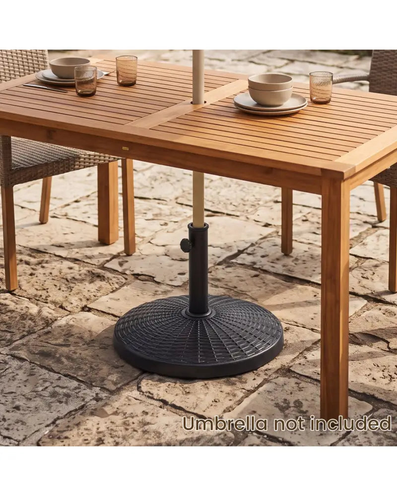 22 lbs Patio Resin Outdoor Umbrella Base with Wicker Style for Outdoor Use-Black - Black - Outdoor Umbrella Bases