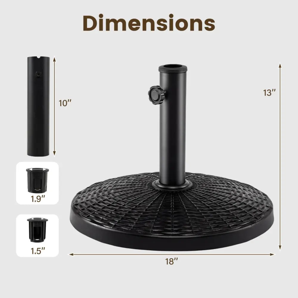 22 lbs Patio Resin Outdoor Umbrella Base with Wicker Style for Outdoor Use-Black - Black - Outdoor Umbrella Bases