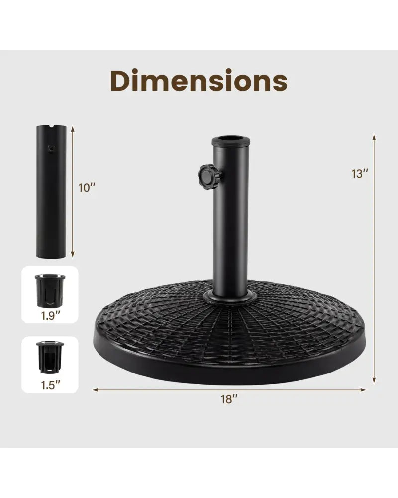 22 lbs Patio Resin Outdoor Umbrella Base with Wicker Style for Outdoor Use-Black - Black - Outdoor Umbrella Bases