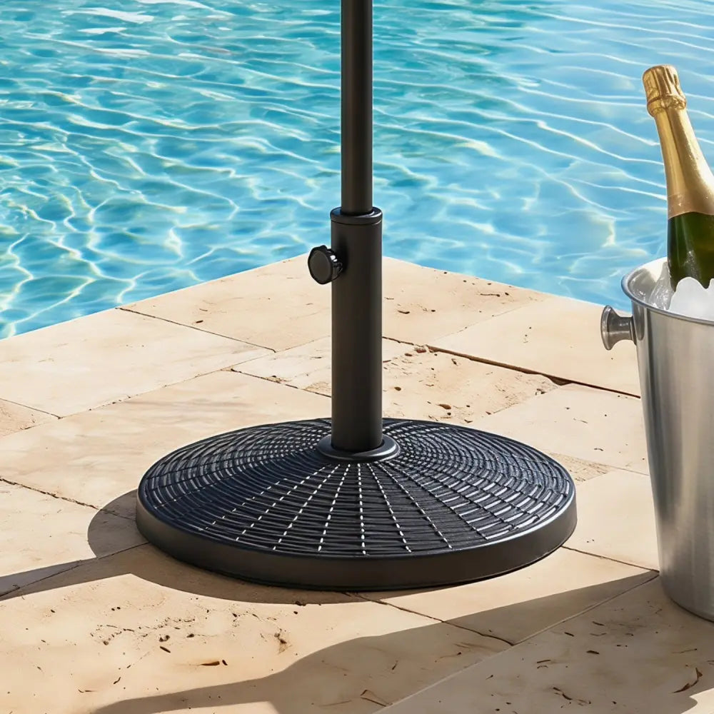 22 lbs Patio Resin Outdoor Umbrella Base with Wicker Style for Outdoor Use-Black - Black - Outdoor Umbrella Bases