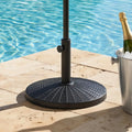 22 lbs Patio Resin Outdoor Umbrella Base with Wicker Style for Outdoor Use-Black - Black - Outdoor Umbrella Bases