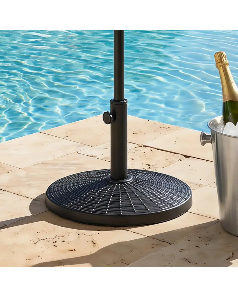22 lbs Patio Resin Outdoor Umbrella Base with Wicker Style for Outdoor Use-Black - Black - Outdoor Umbrella Bases