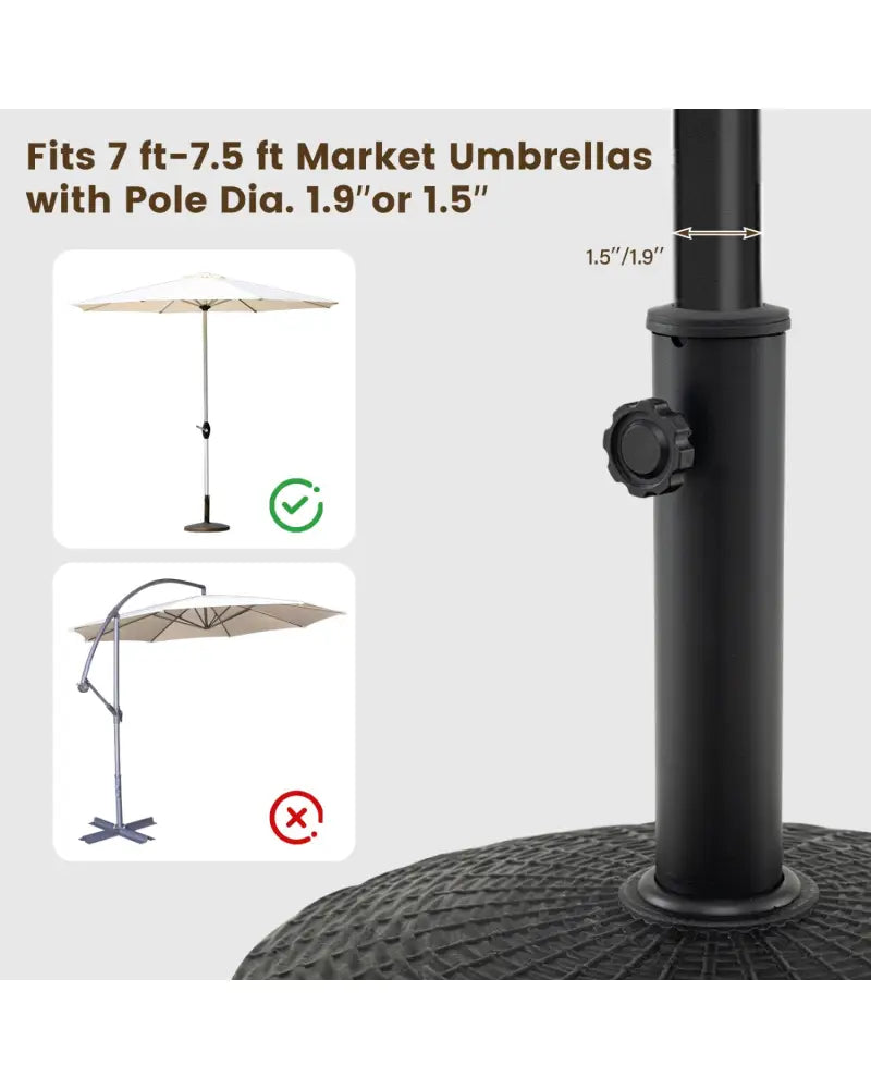 22 lbs Patio Resin Outdoor Umbrella Base with Wicker Style for Outdoor Use-Black - Black - Outdoor Umbrella Bases