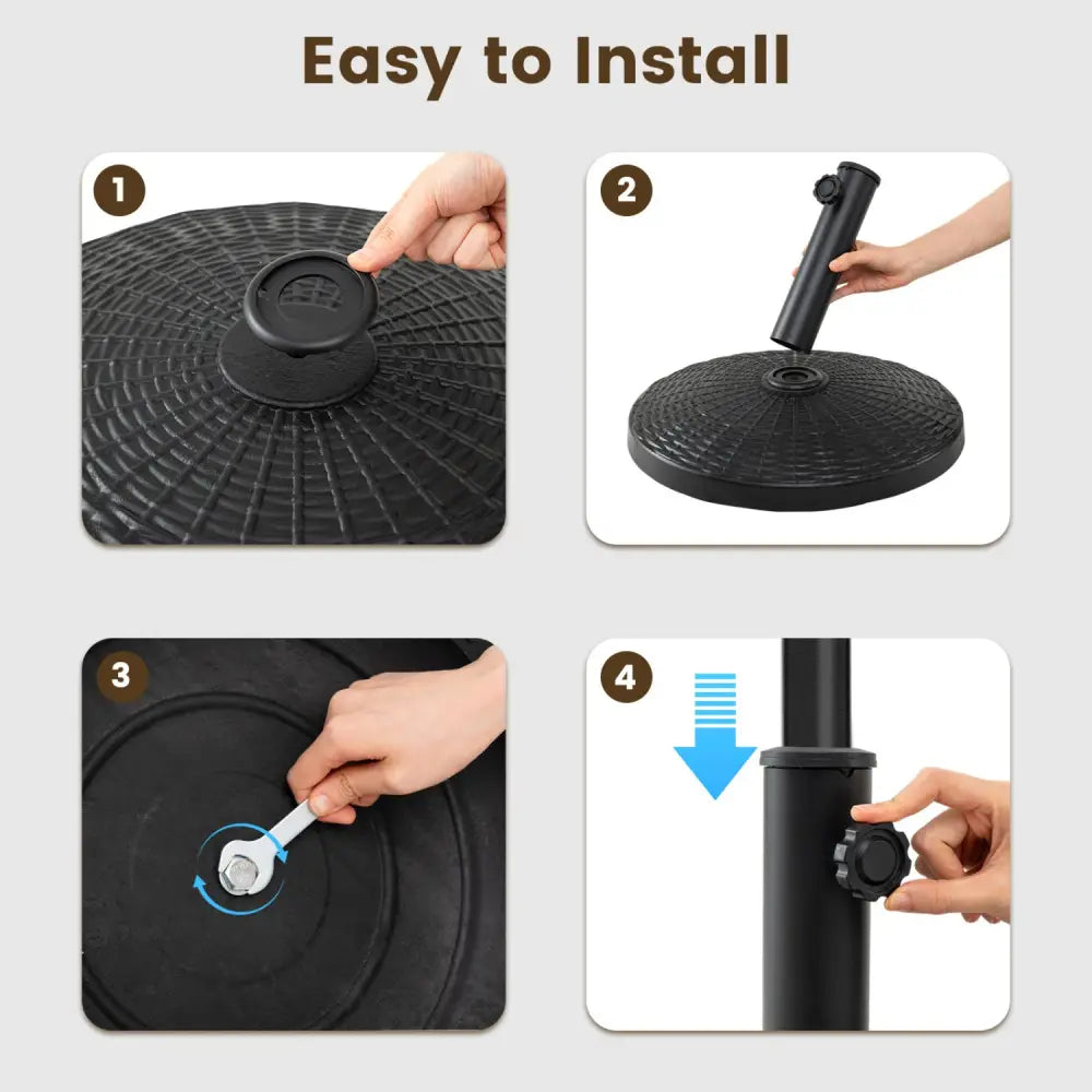 22 lbs Patio Resin Outdoor Umbrella Base with Wicker Style for Outdoor Use-Black - Black - Outdoor Umbrella Bases
