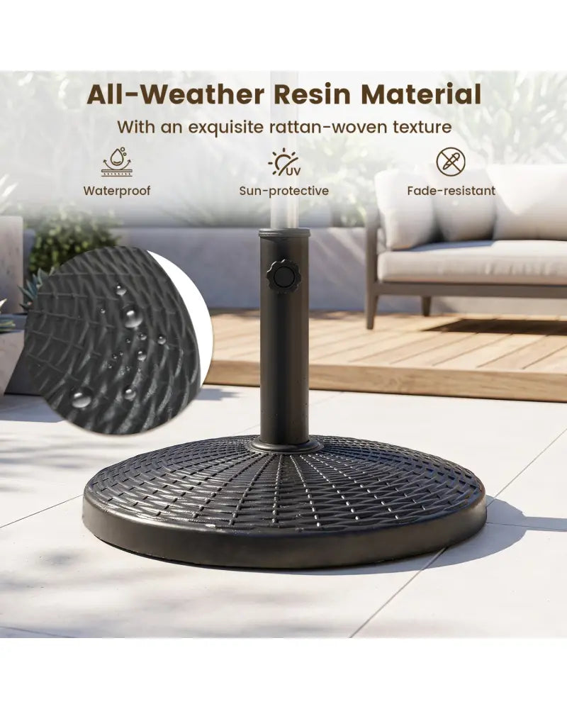 22 lbs Patio Resin Outdoor Umbrella Base with Wicker Style for Outdoor Use-Black - Black - Outdoor Umbrella Bases