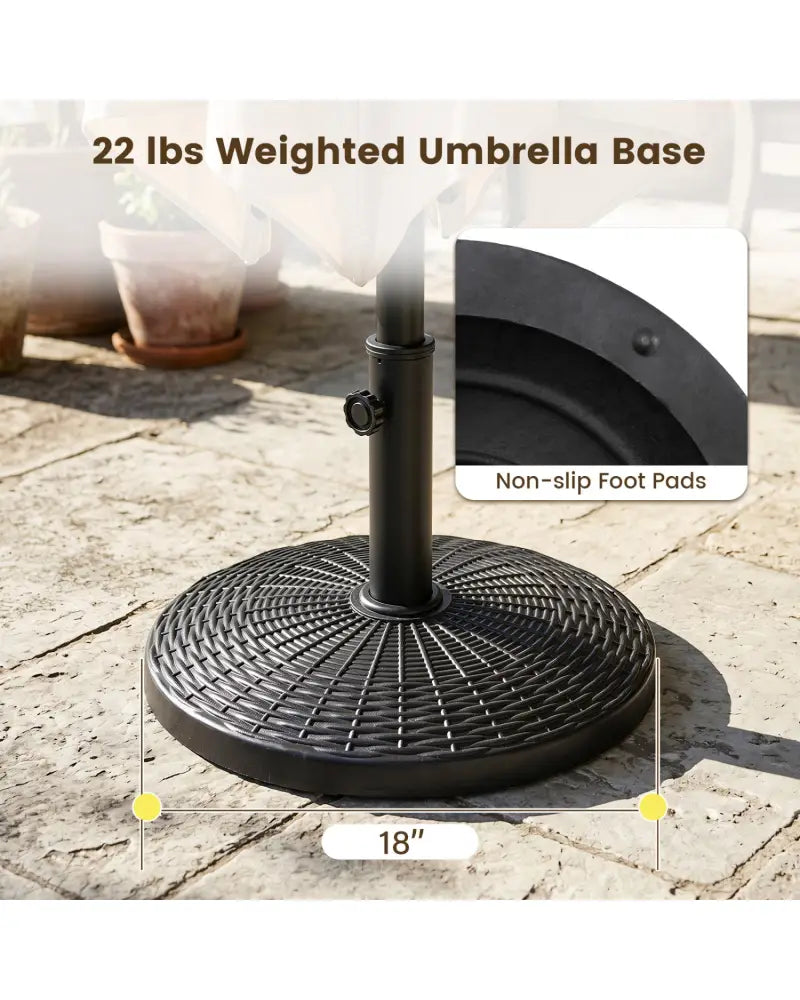 22 lbs Patio Resin Outdoor Umbrella Base with Wicker Style for Outdoor Use-Black - Black - Outdoor Umbrella Bases