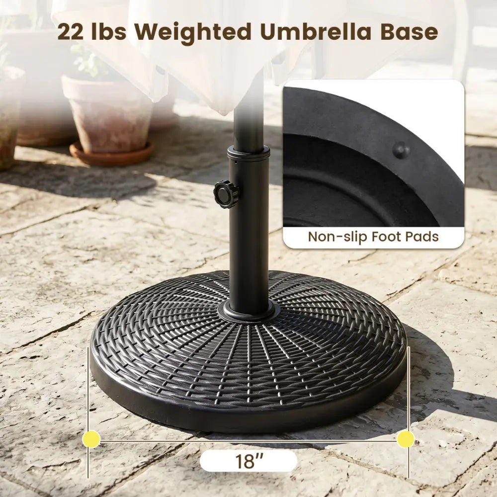 22 lbs Patio Resin Outdoor Umbrella Base with Wicker Style for Outdoor Use-Black - Black - Outdoor Umbrella Bases