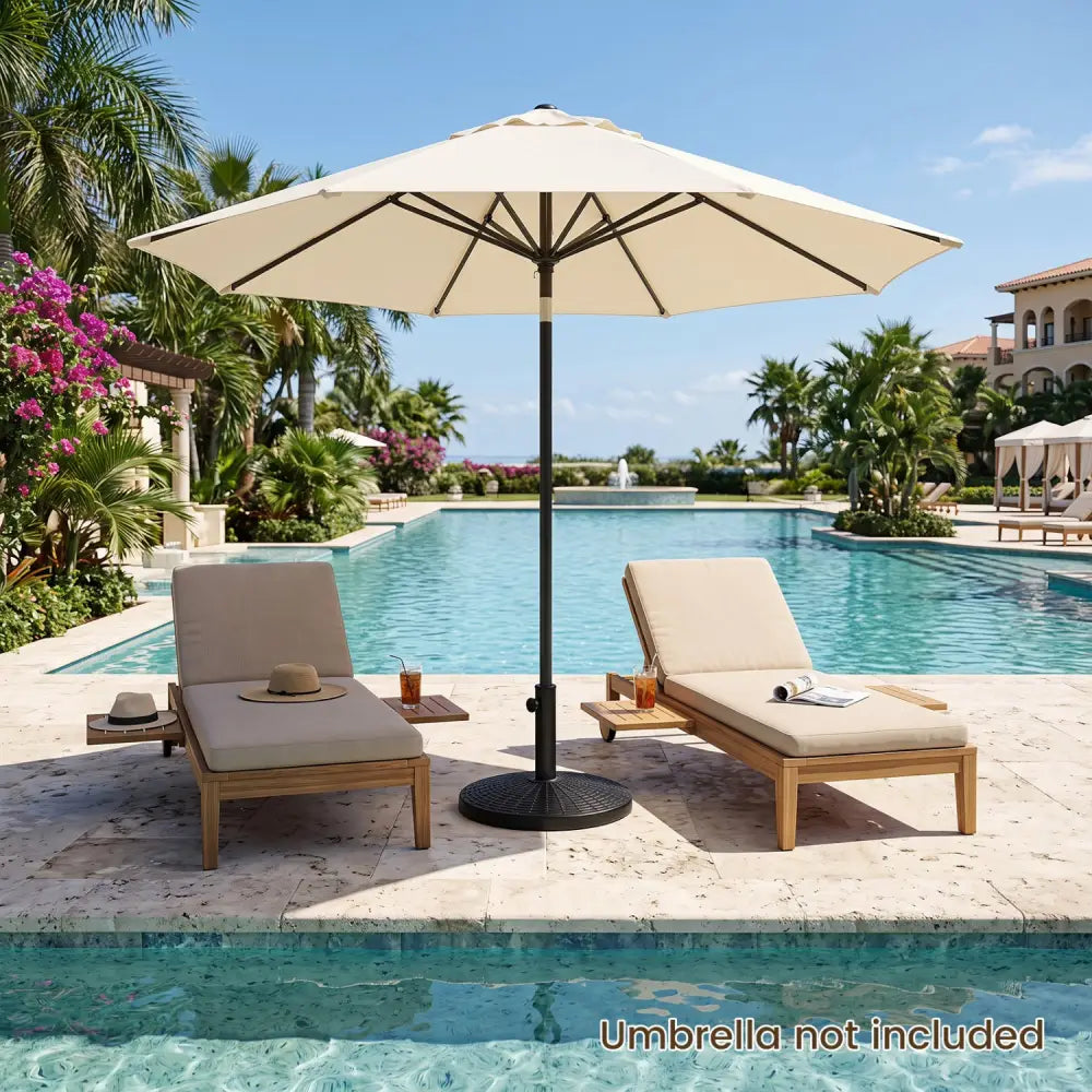 22 lbs Patio Resin Outdoor Umbrella Base with Wicker Style for Outdoor Use-Black - Black - Outdoor Umbrella Bases